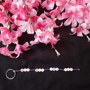 ORB multicolored keychains with purple beads