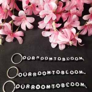 Our Room To Bloom Black and White keychains