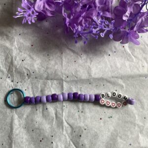 Bloom with 5 hearts - blue loop keychain